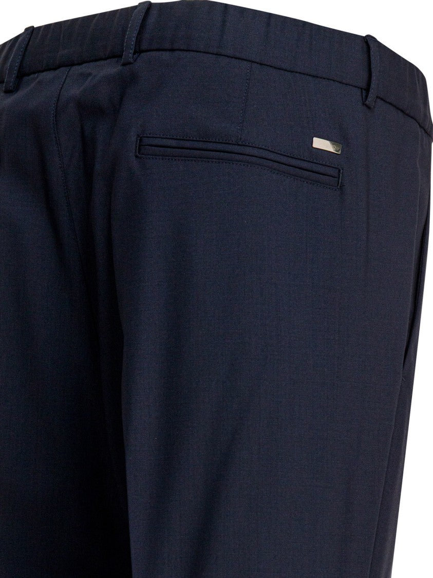 Herno Mid-Rise Virgin Wool Pants With Pleated Front