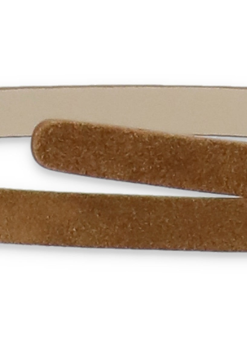 Fabiana Filippi Slim Suede Leather Belt With Logoed Rectangular Buckle