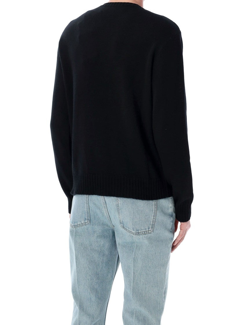 Valentino Cream Leopard Graphic Crewneck Sweater
