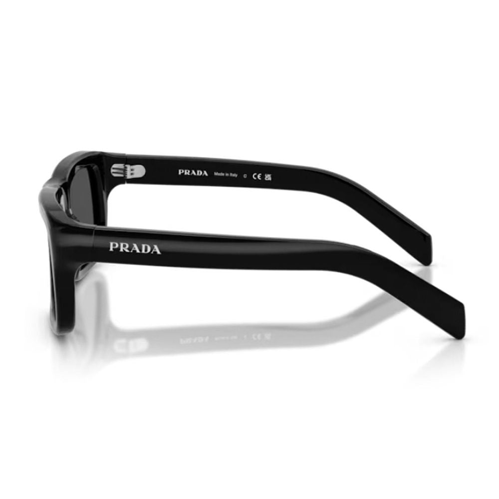 Prada Oversized Rectangular Black Acetate Sunglasses With Sculpted Frame