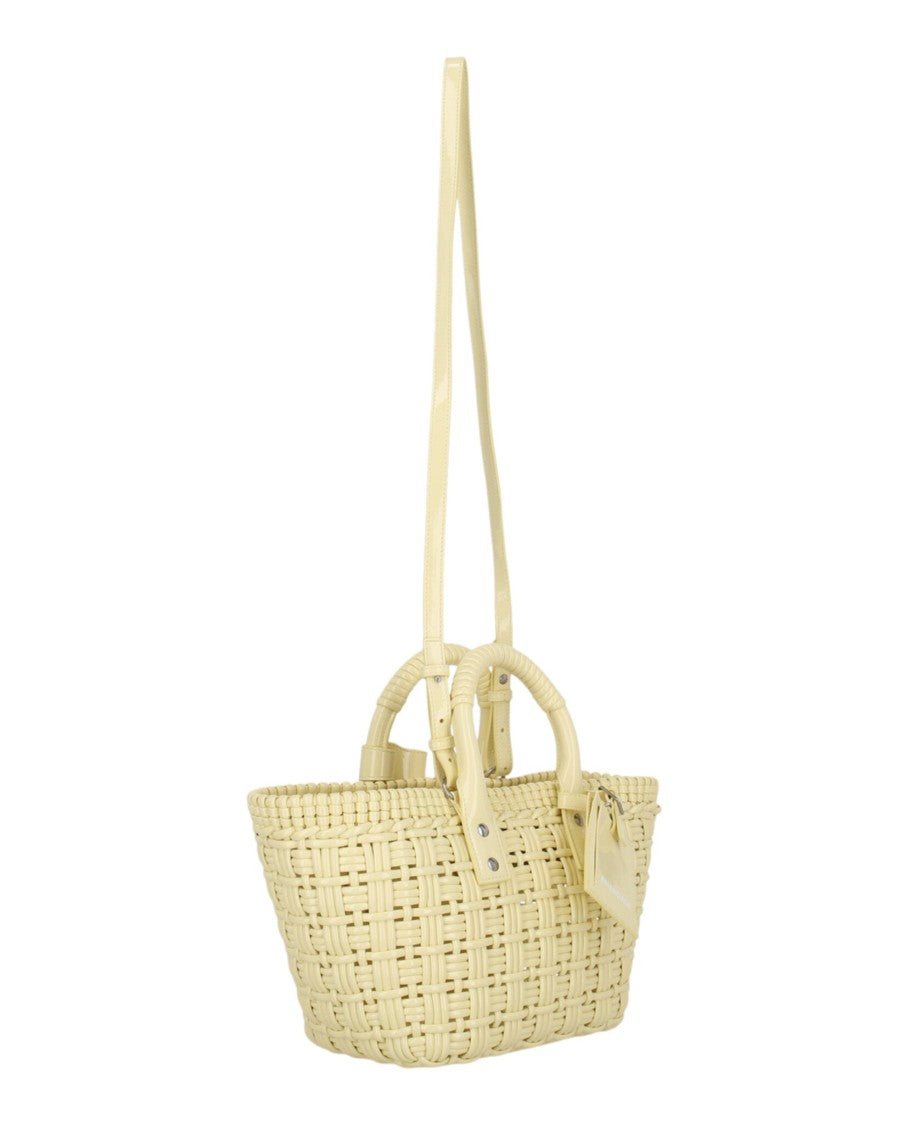 Balenciaga Woven Patent Basket Bag With Adjustable Strap