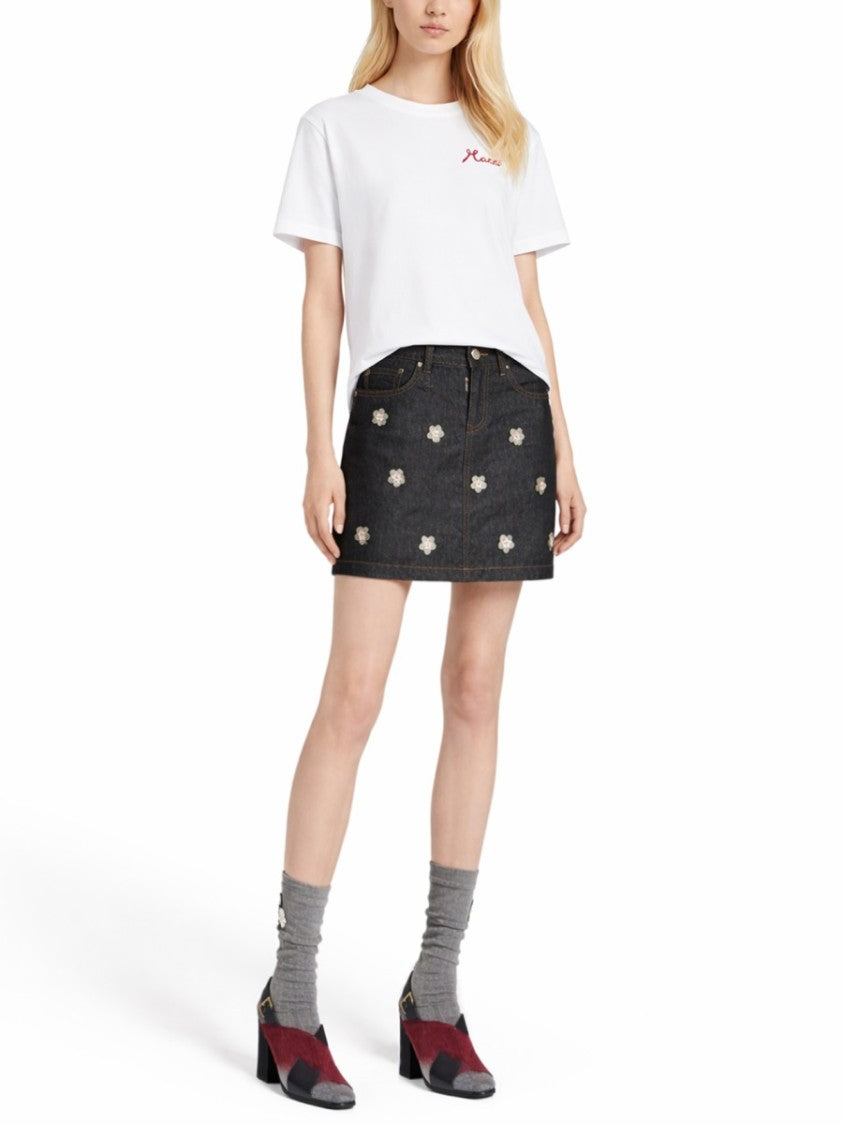 Marni Marni Red Embroidered Logo T-Shirt