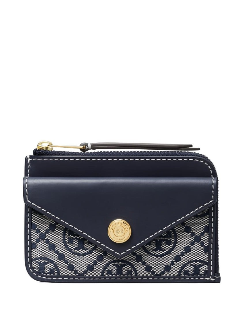 Tory Burch Navy Blue Cardholder With Zip Fastening