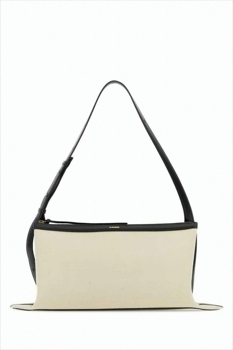 Jil Sander Rectangular Beige Fabric Shoulder Bag