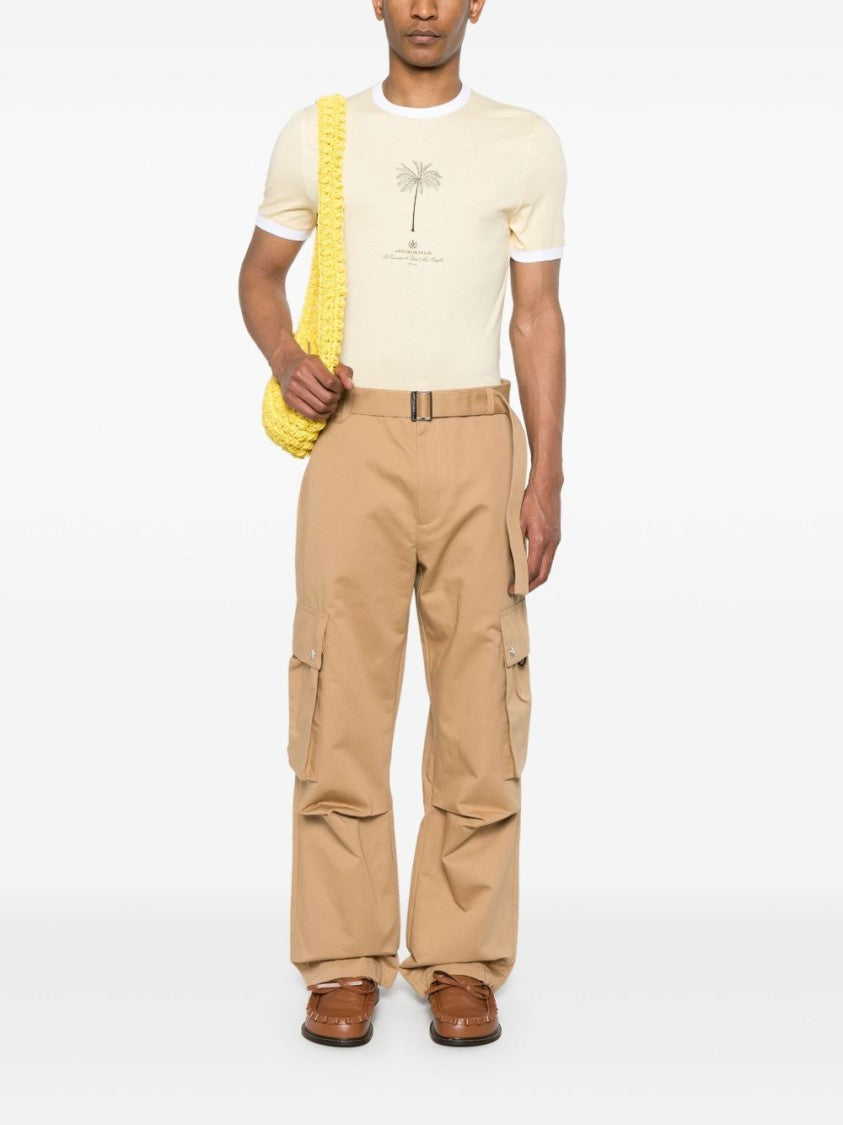 Jacquemus Beige Palm Tree Logo Contrast T-Shirt