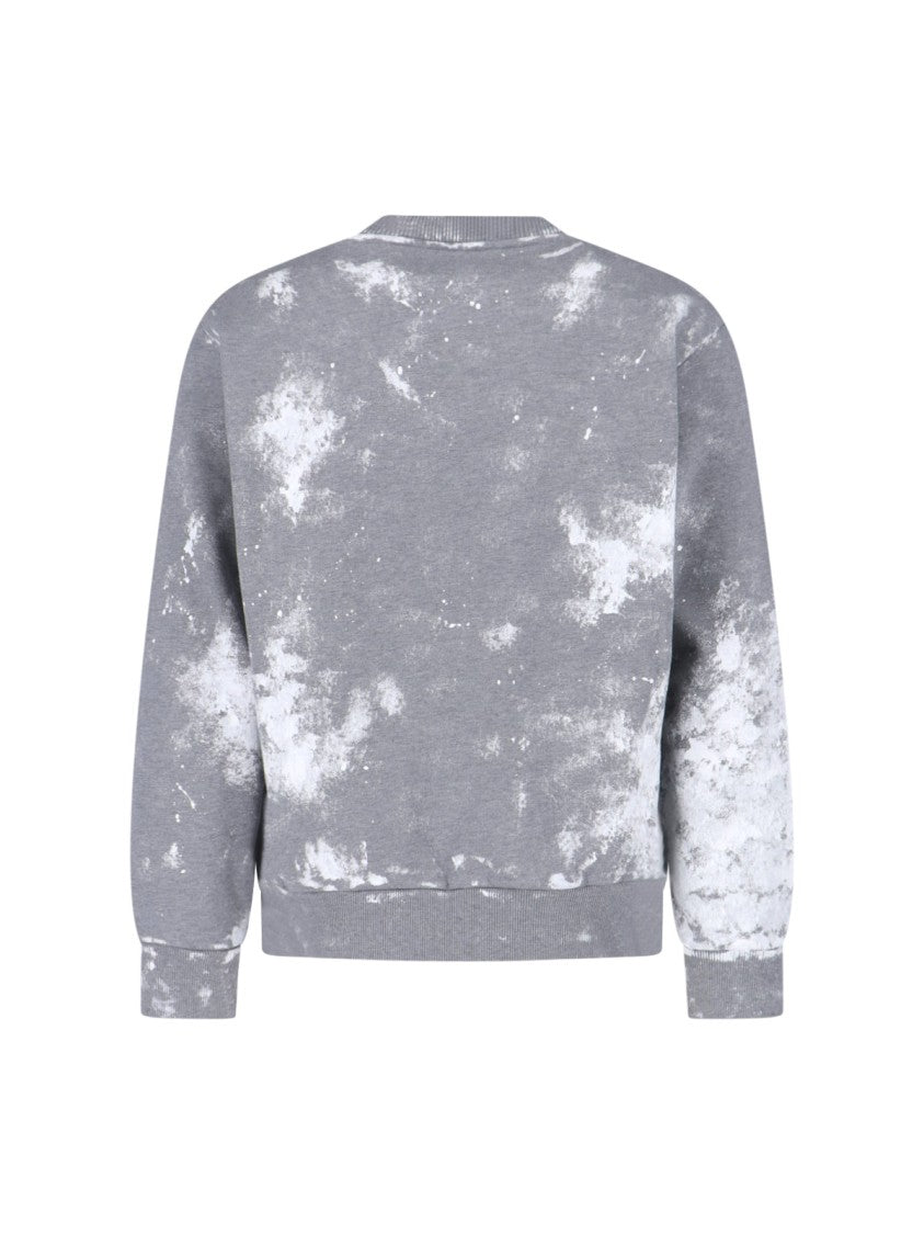 Mm6 By Maison Margiela Grey Tie-Dye Printed Logo Cotton Sweatshirt
