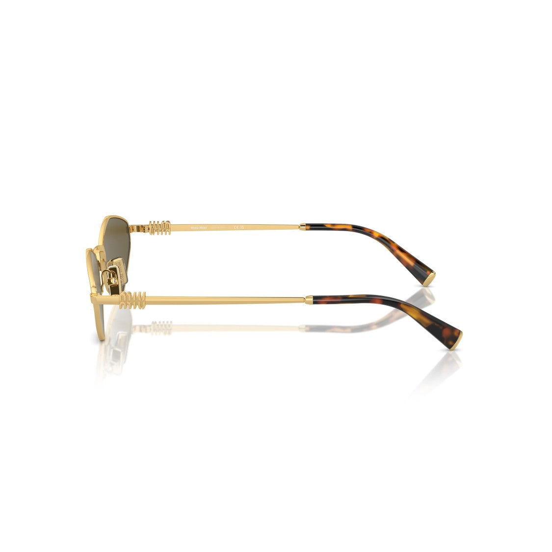 Miu Miu 0Mu 56Zs Angular Gold Metal Sunglasses