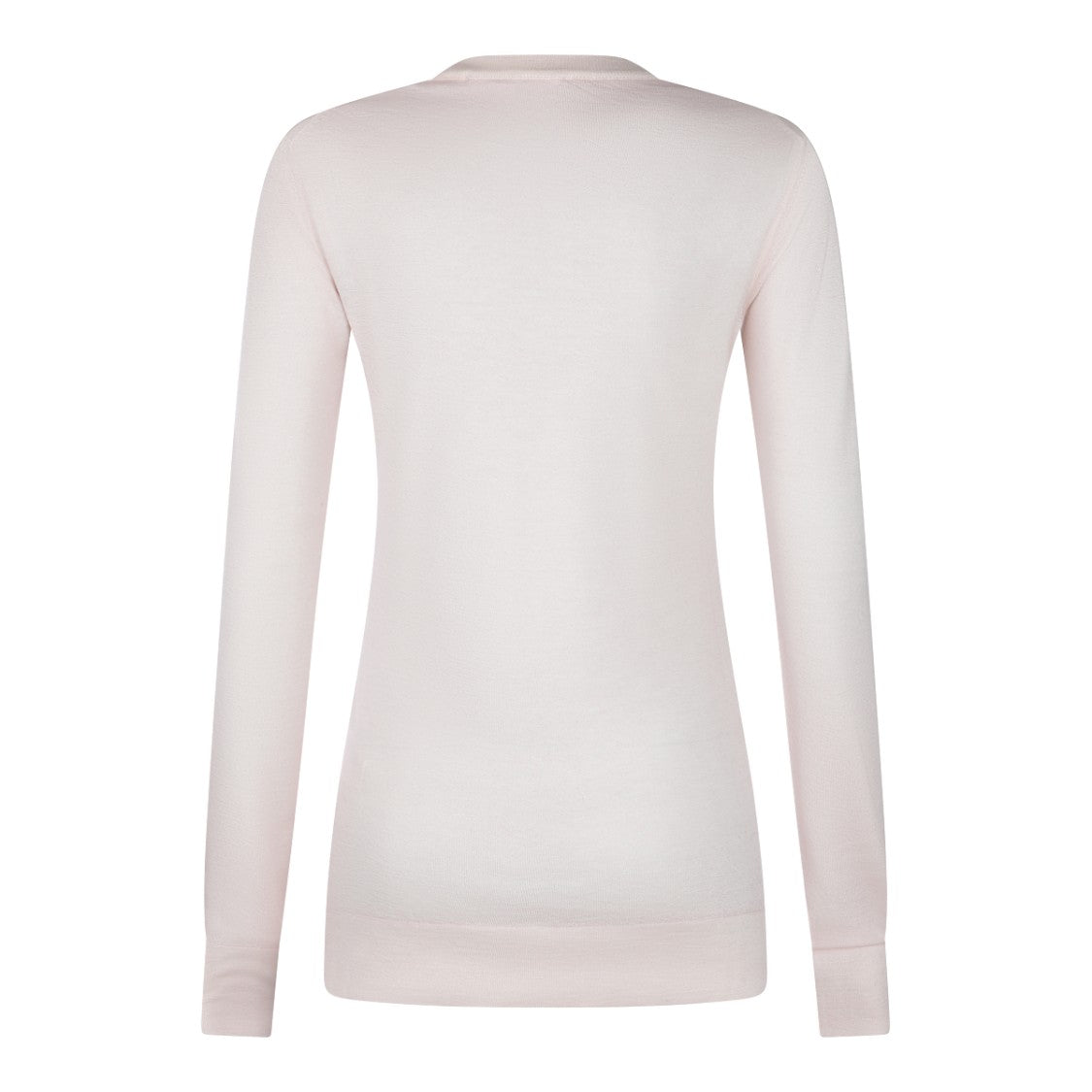 Malo Fine Knit White Wool Sweater With Ribbed Details