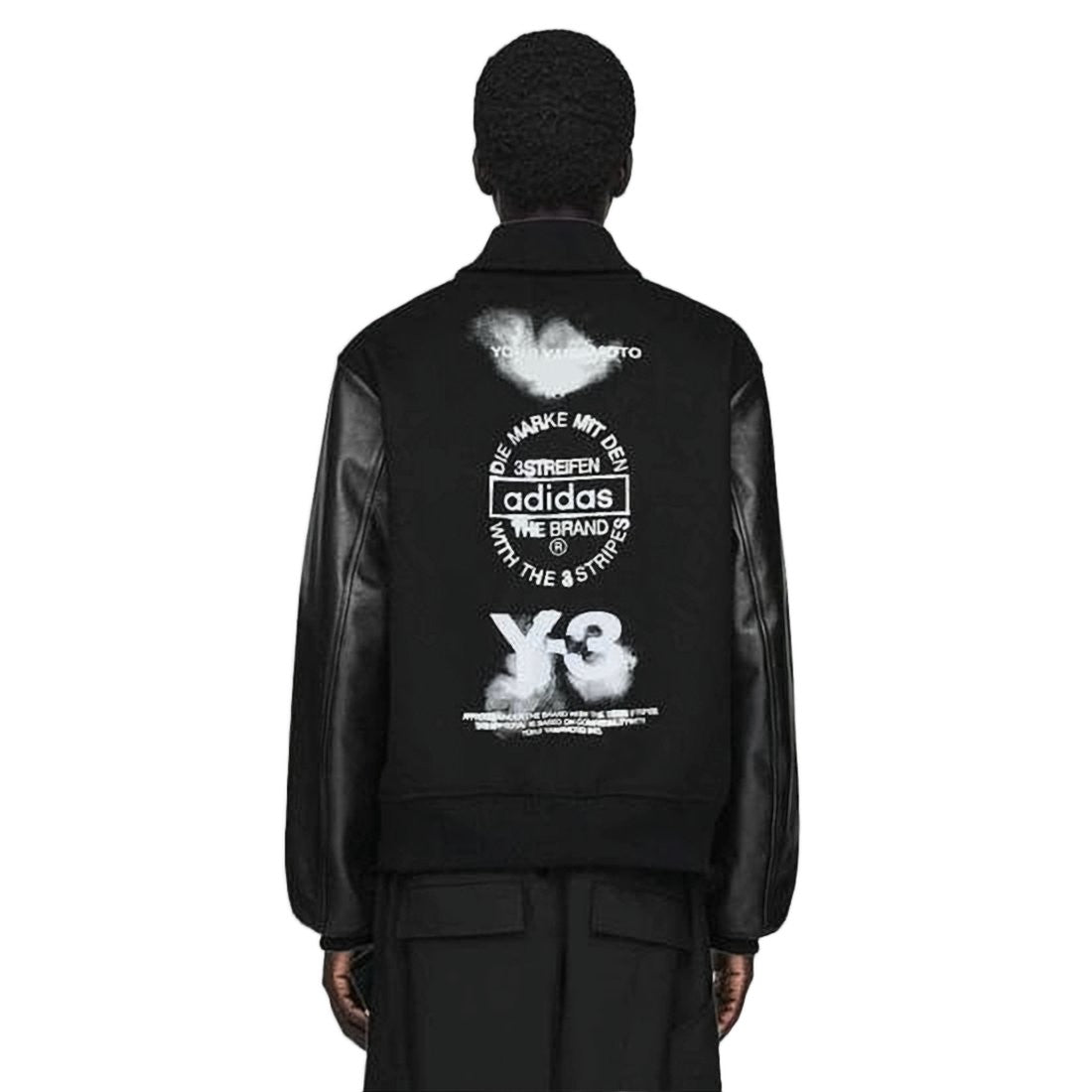Y-3 Contrasting Leather-Sleeve Wool Blend Jacket