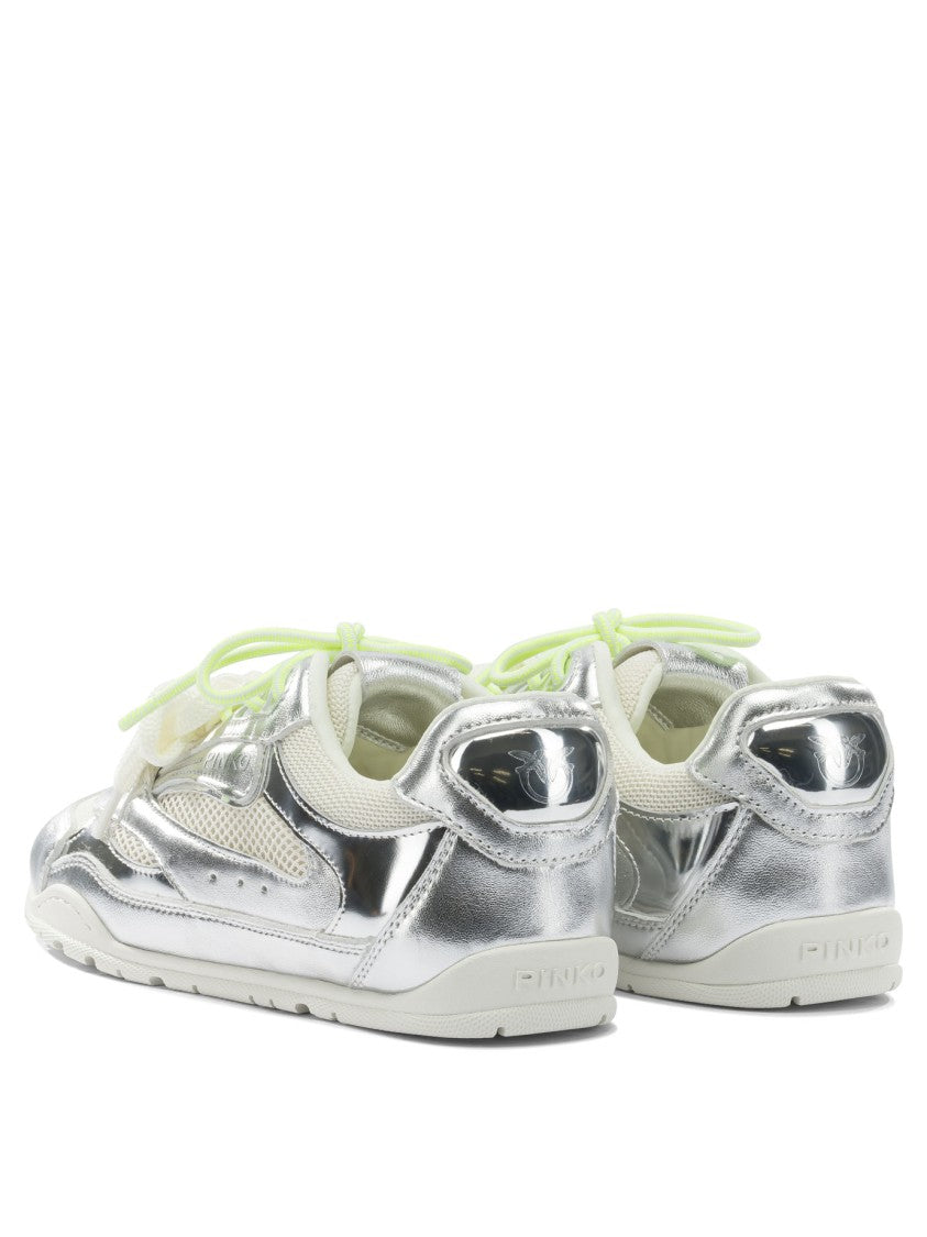 Pinko Silver Sneakers With Leather