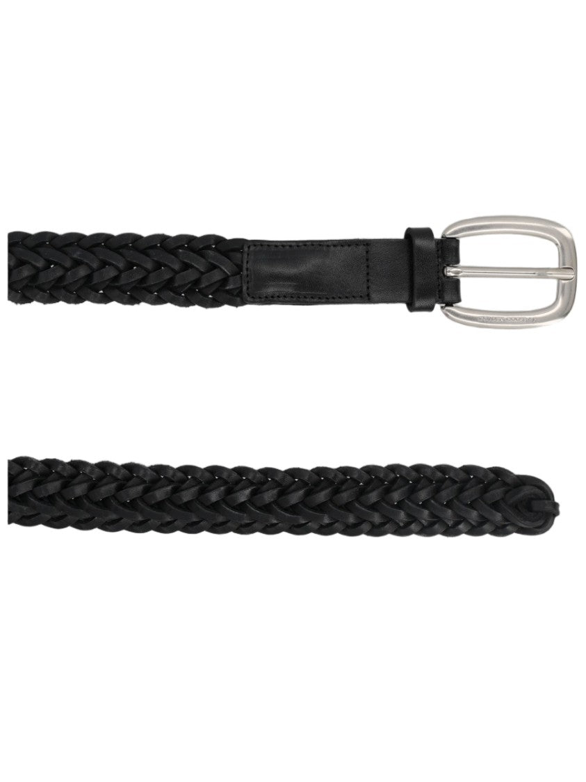 Golden Goose Black Braided Cow Leather Belt