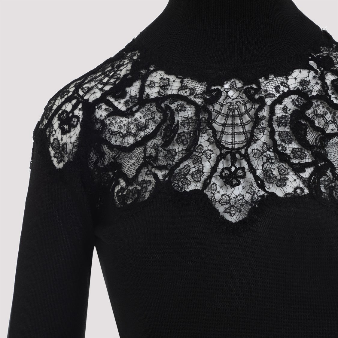 Ermanno Scervino Fitted Sweater With Lace Detailing