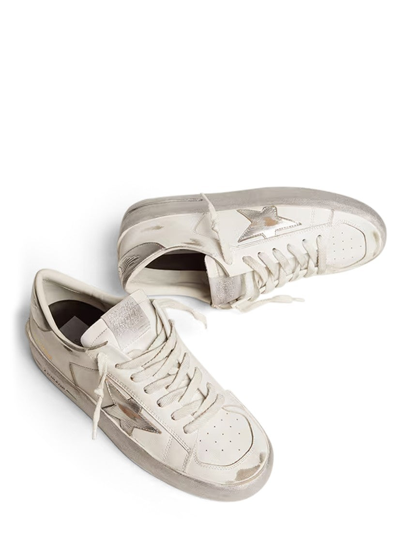 Golden Goose Low-Top Leather Sneakers With Metallic Star Detail
