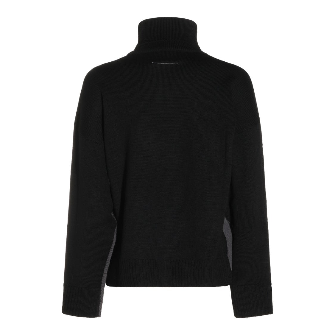 Mm6 By Maison Margiela Wool Knit Sweater With Faux V Neckline And High Turtleneck