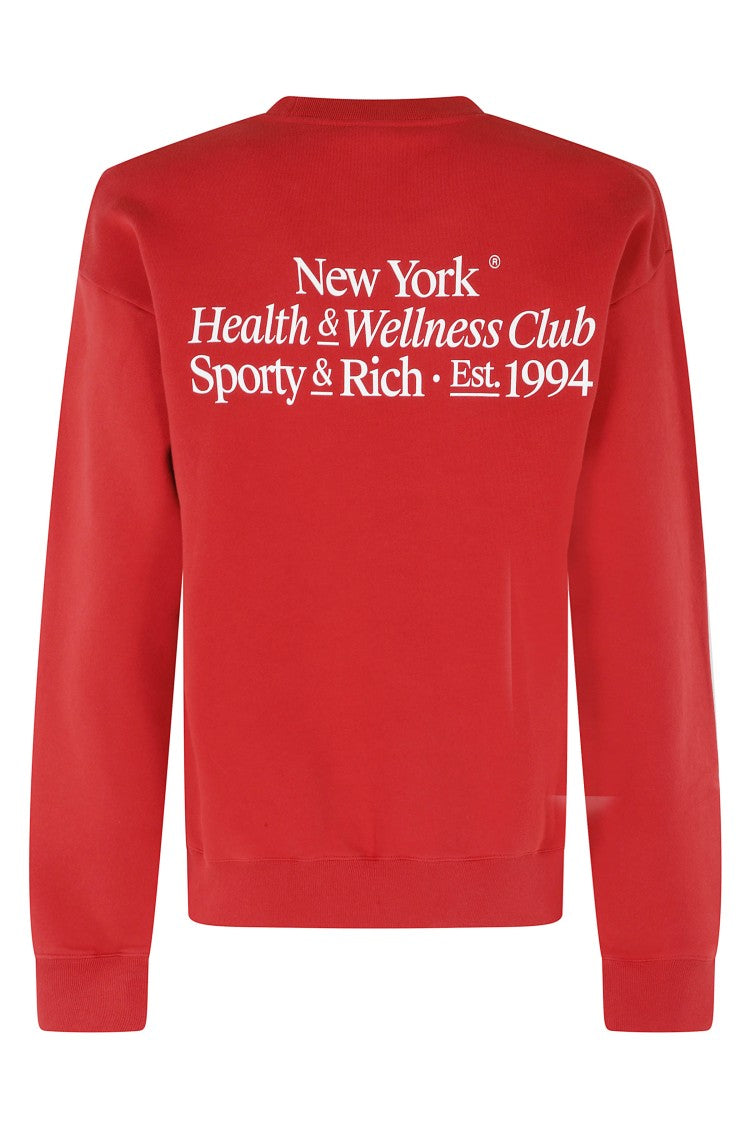 Sporty And Rich Red Modern Printed Logo Crew Neck Cotton Sweatshirt