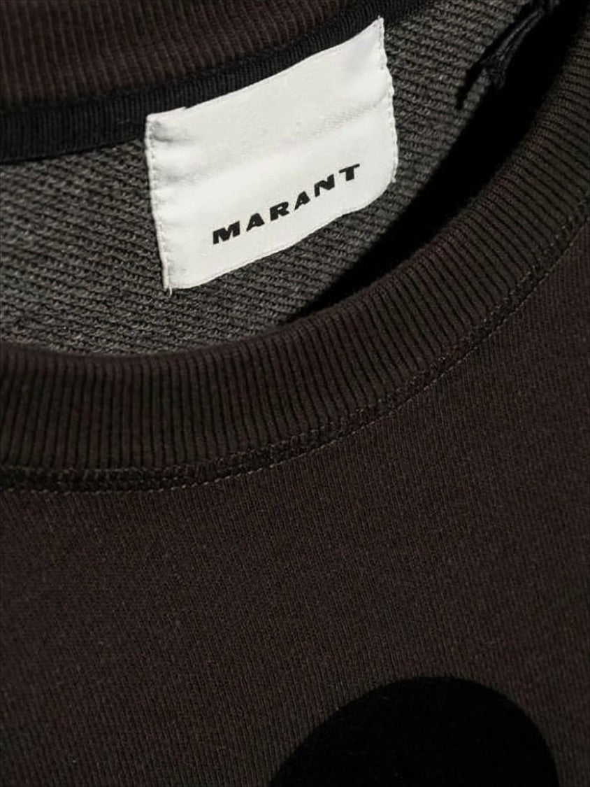 Isabel Marant Relaxed Fit Black Long-Sleeve Sweatshirt With Textured Logo