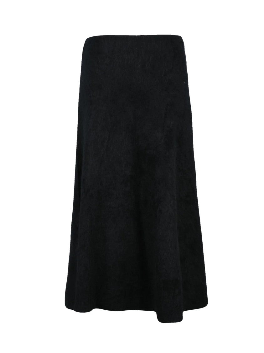 Nude Black Cashmere Elasticated Long Knit Skirt
