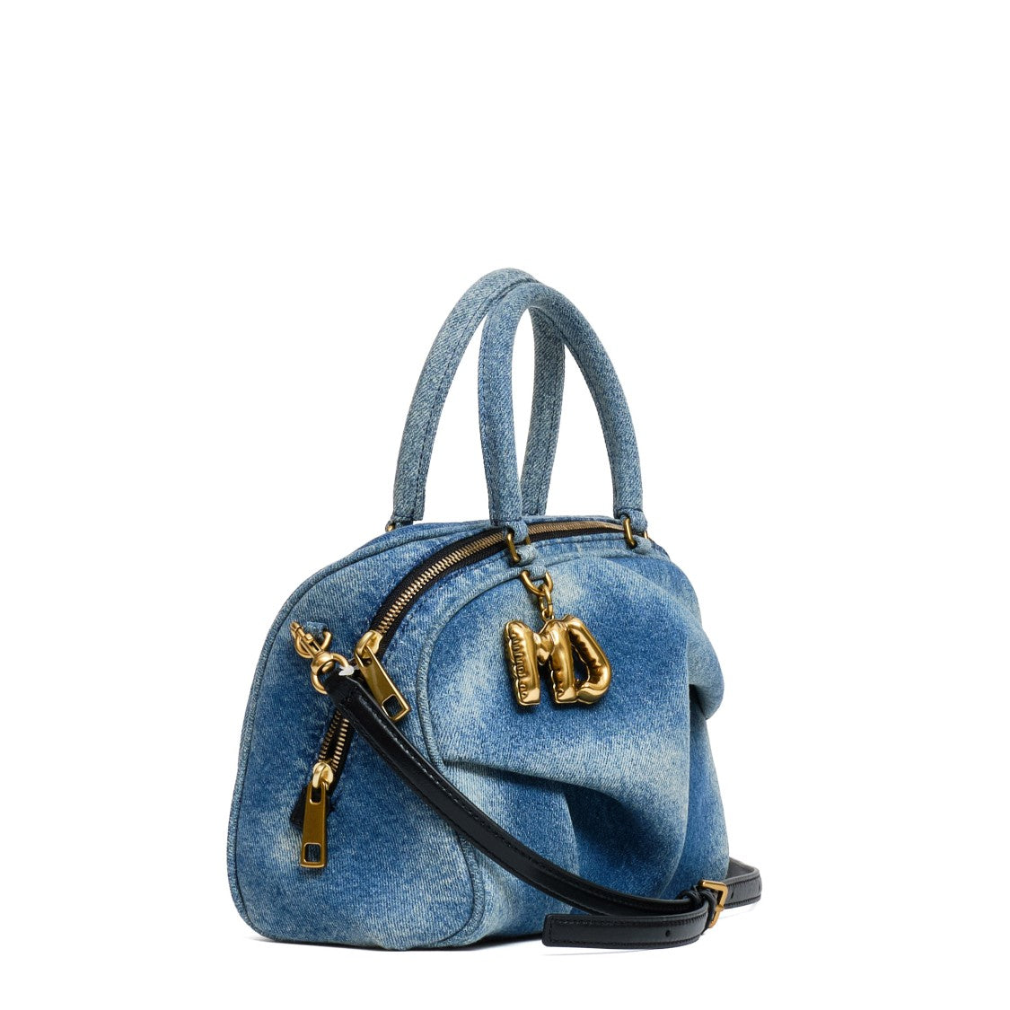Marc Jacobs Structured Denim Bauletto With Removable Leather Strap