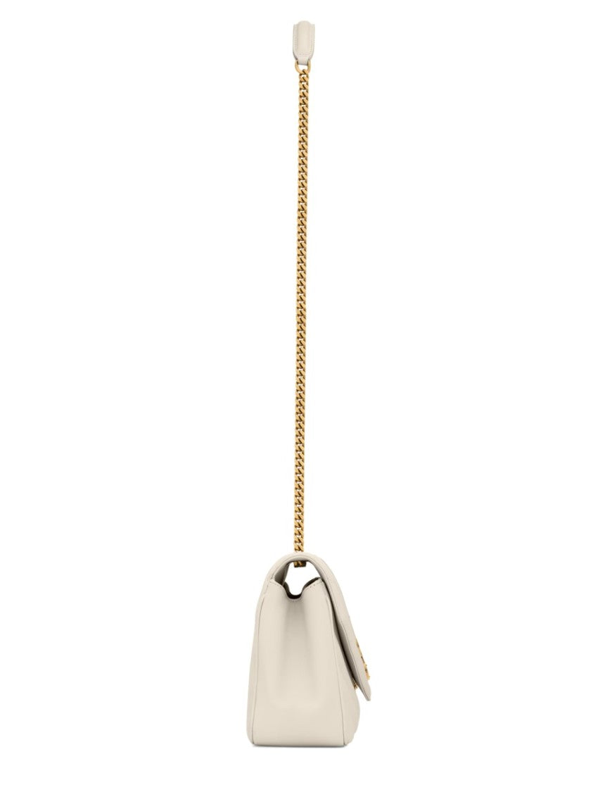 Saint Laurent Chevron Quilted Medium Leather Handbag With Gold-Tone Accents