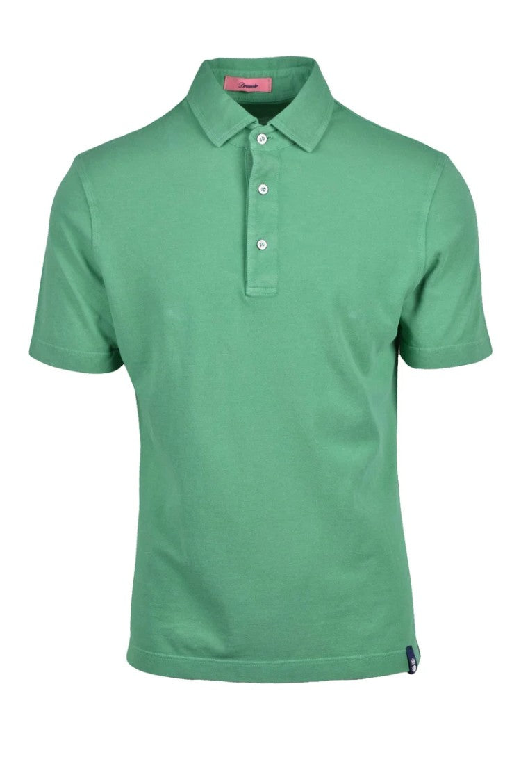 Drumohr Green Knitted Cotton Polo