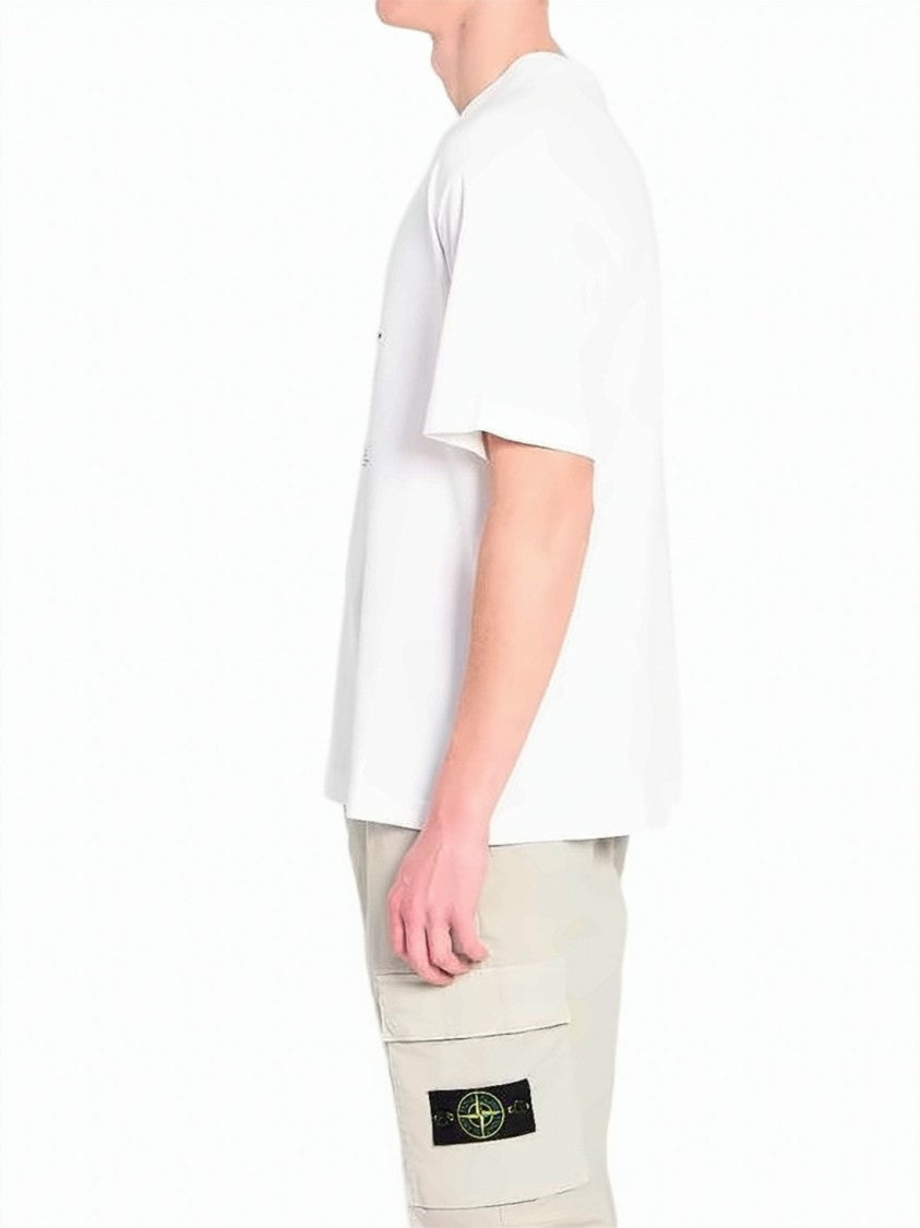 Stone Island White Lightweight Breathable Central Compass T-Shirt