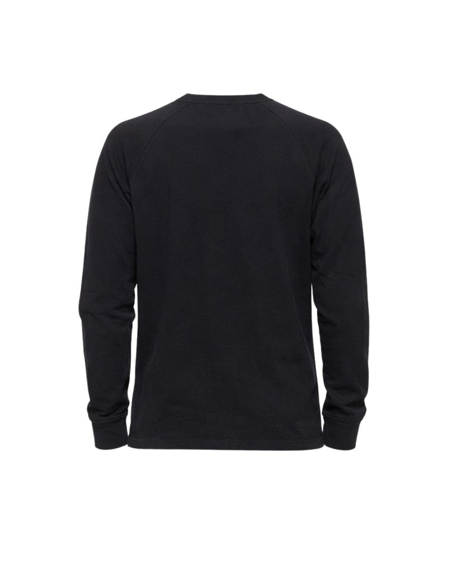 James Perse Black Cotton Long Sleeve Crew Pique T-Shirt