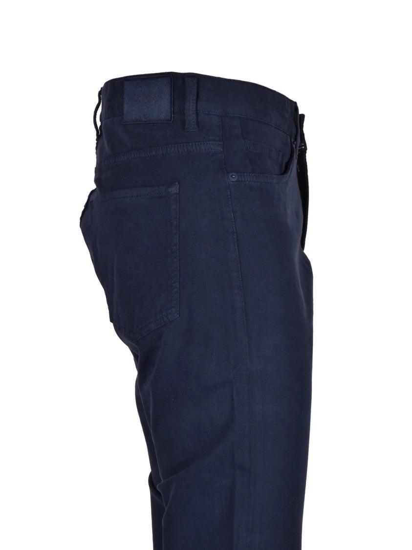 Boss Slim Fit Deep Blue Trousers With Five-Pocket Design