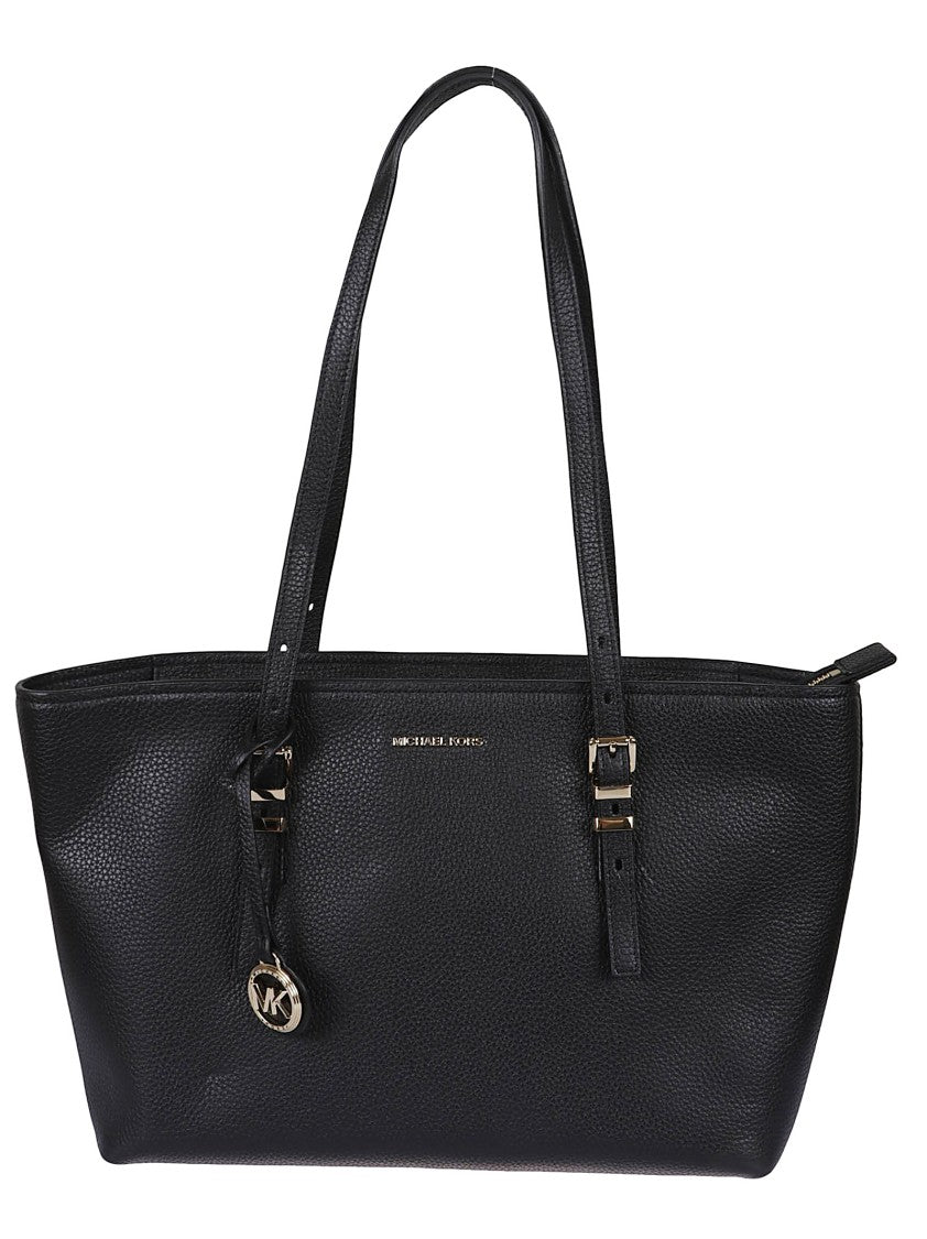 Michael Kors Quinn Hammered Black Leather Shoulder Bag