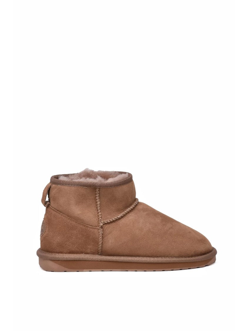 Emu Australia Beige Leather Fur Ankle Boots
