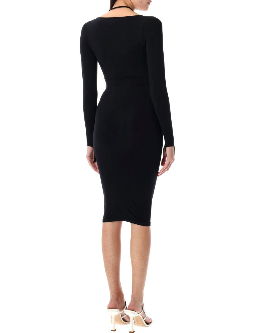 Andreâdamo Sculpting Jersey Midi Dress With Square Neckline