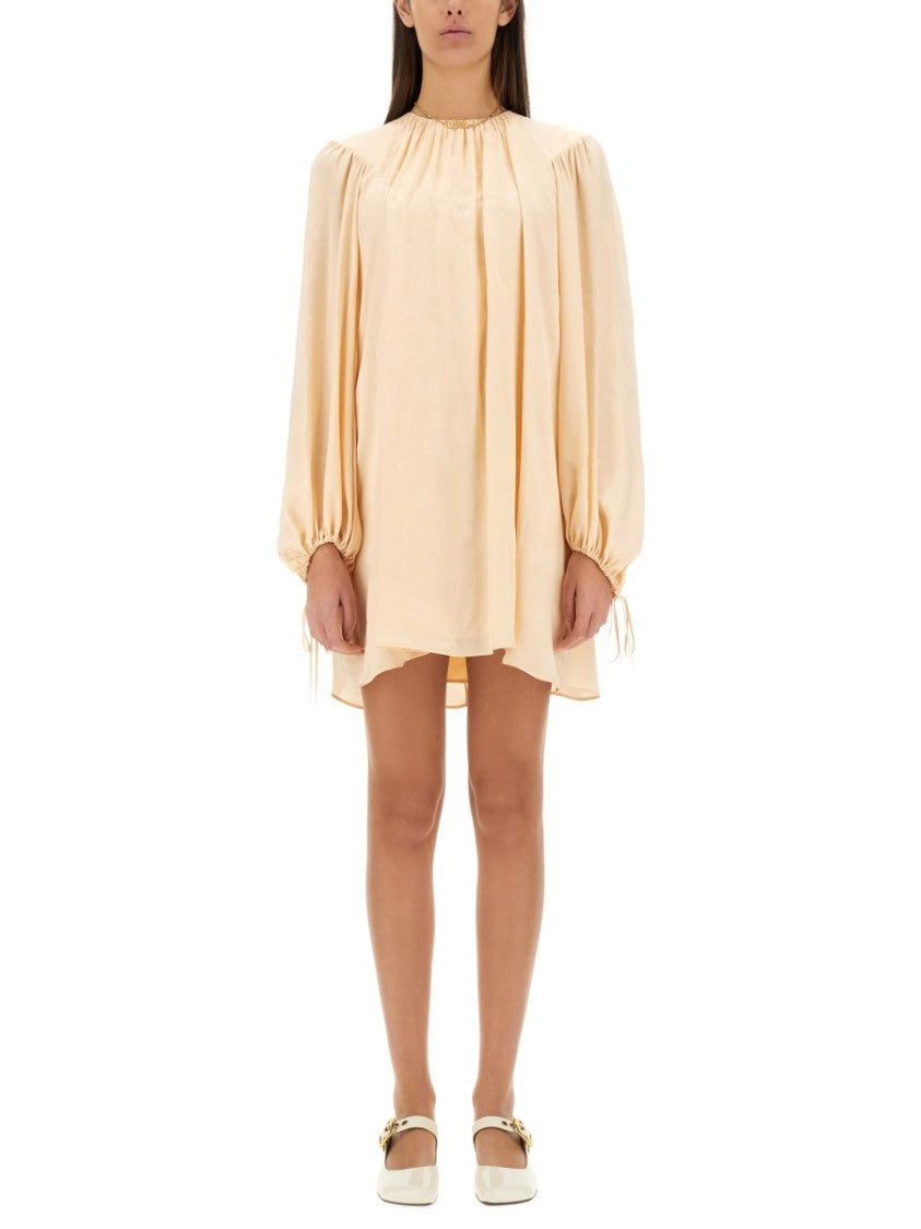 Chloé Shirred Mini Silk Dress
