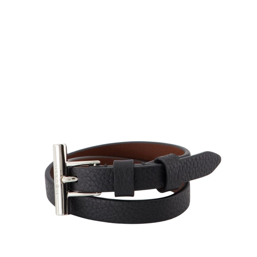 Alexander Mcqueen Cross-Bar Bracelet - Leather - Black