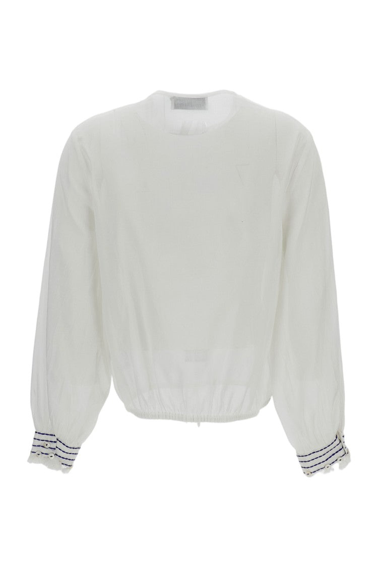 True Royal Sheer White Blouse With Decorative Bib