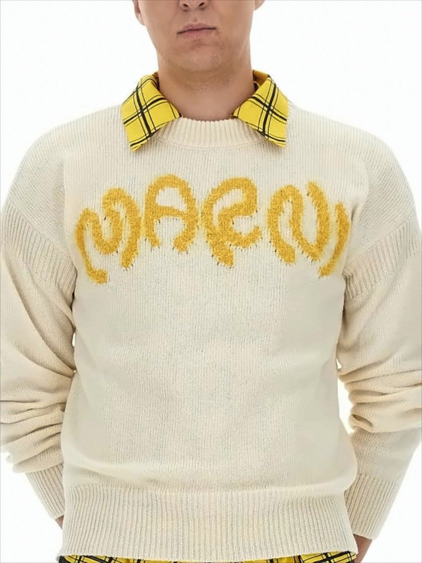 Marni Wool Sweater With Abstract Pattern And Boxy Fit