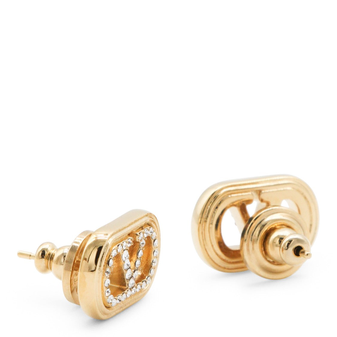 Valentino Garavani Gold Crystal-Embellished Logo Earrings