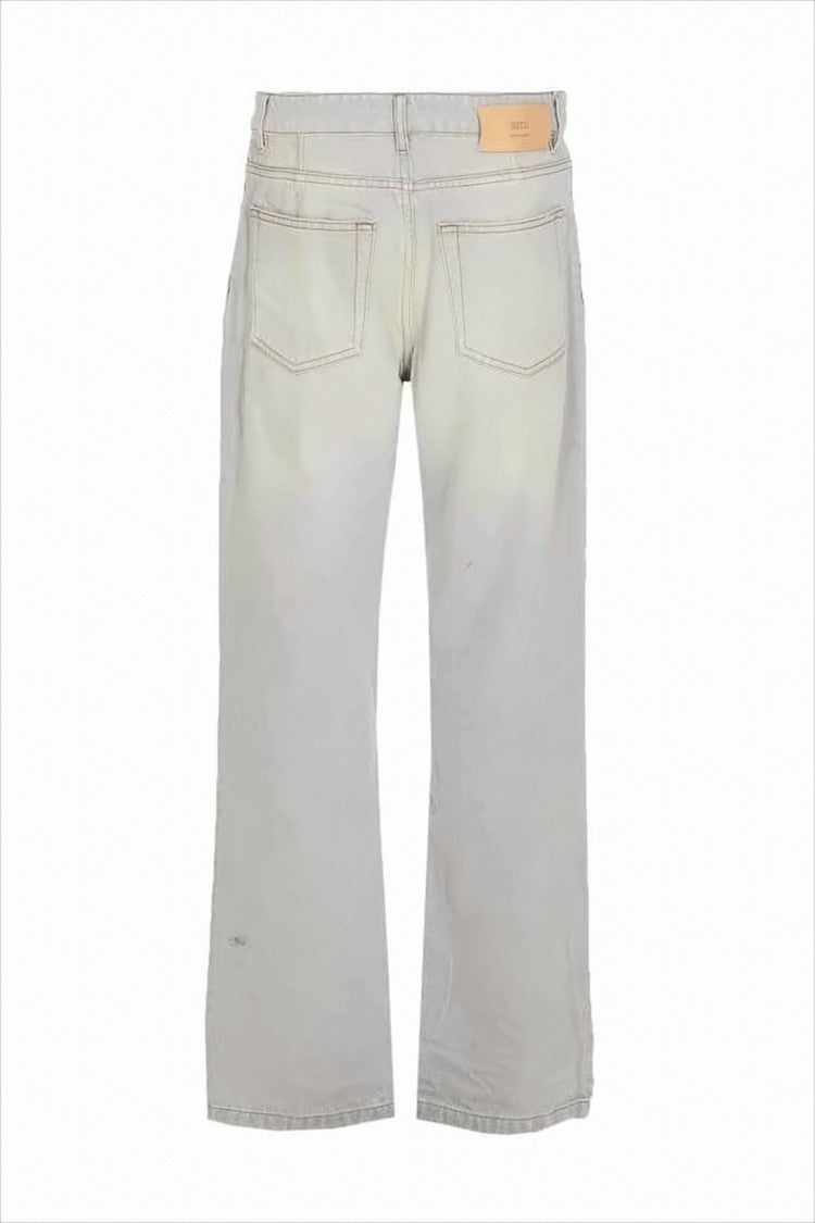 Ami Paris Light Wash Denim Pants With Classic Five-Pocket Design