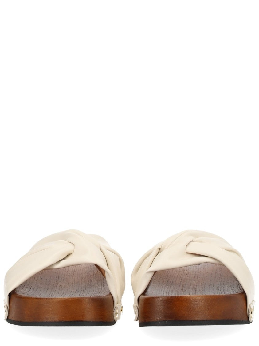 Ganni Tia Fairy Twisted Strap Wood Mules