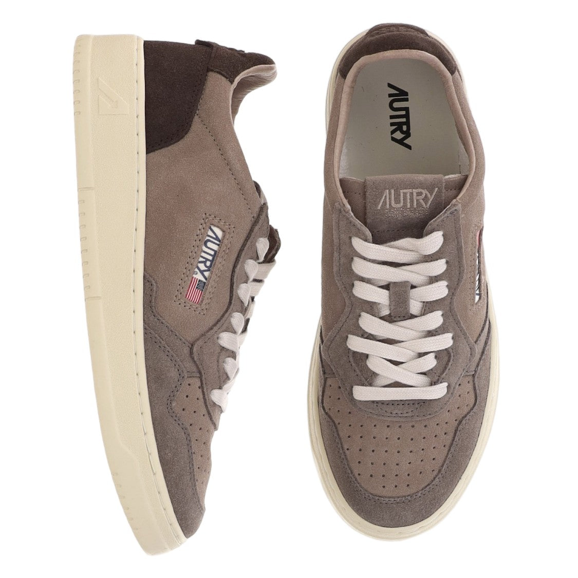 Autry Suede Brown Medalist Low Sneakers With Contrast Heel Tab