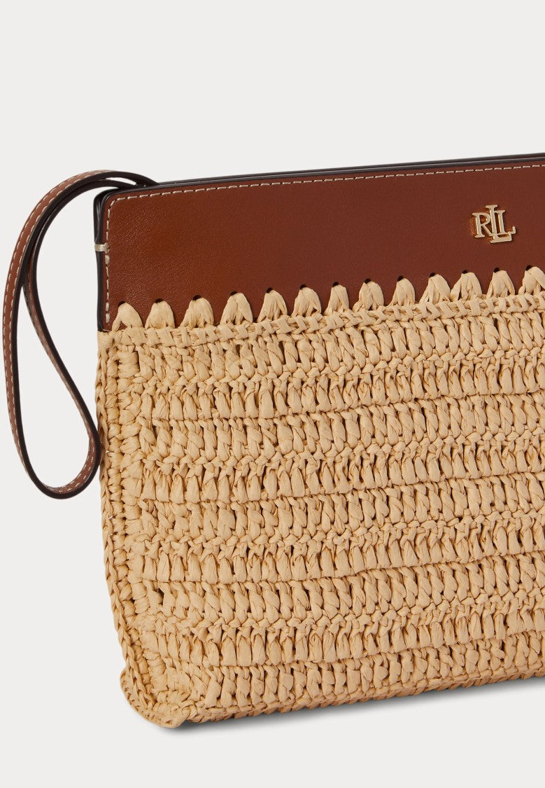 Lauren Ralph Lauren Rectangular Woven Straw Clutch With Scalloped Edge Detail