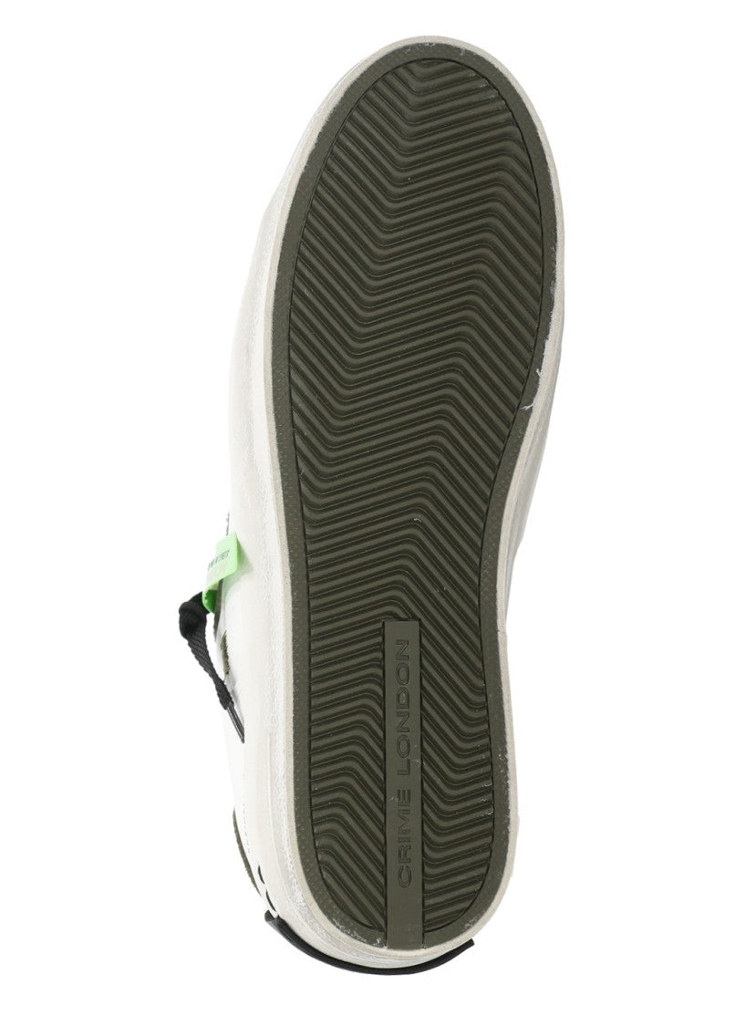 Crime London White Sk8 Deluxe Suede Leather Used-Effect Low-Top Sneakers