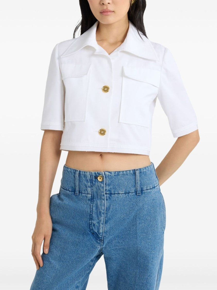 Patou White Jacket With Front Button Fastening And Modern Silhouette