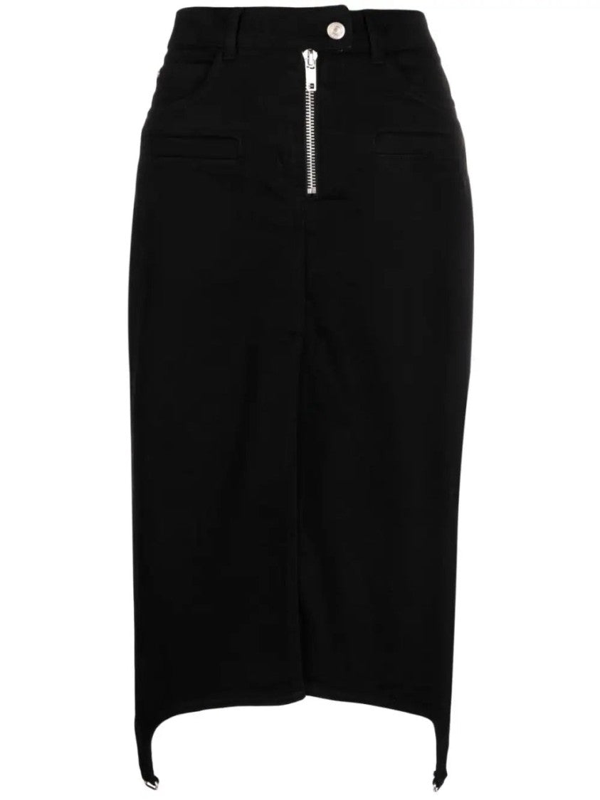 Courrèges Long Zipper Black Denim Skirt