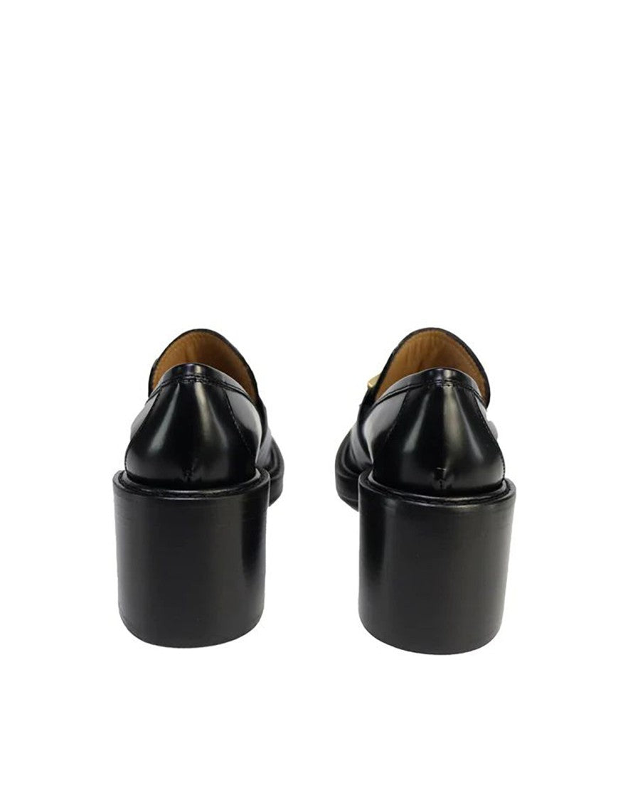 Roberto Festa Black Leather Loafers With Chunky Heel