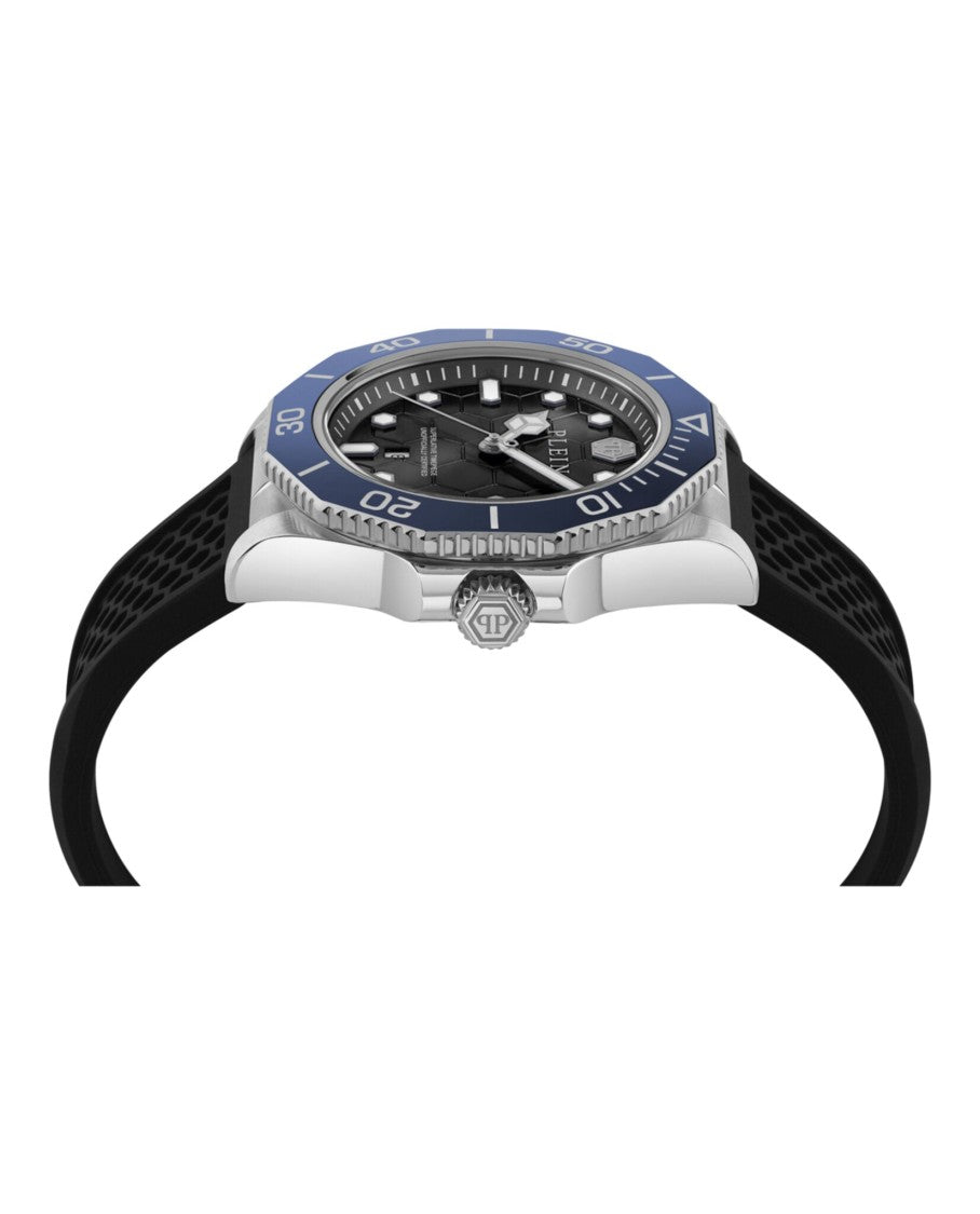 Philipp Plein Aquastorm Silicone Watch With Guilloche Dial And Textured Strap