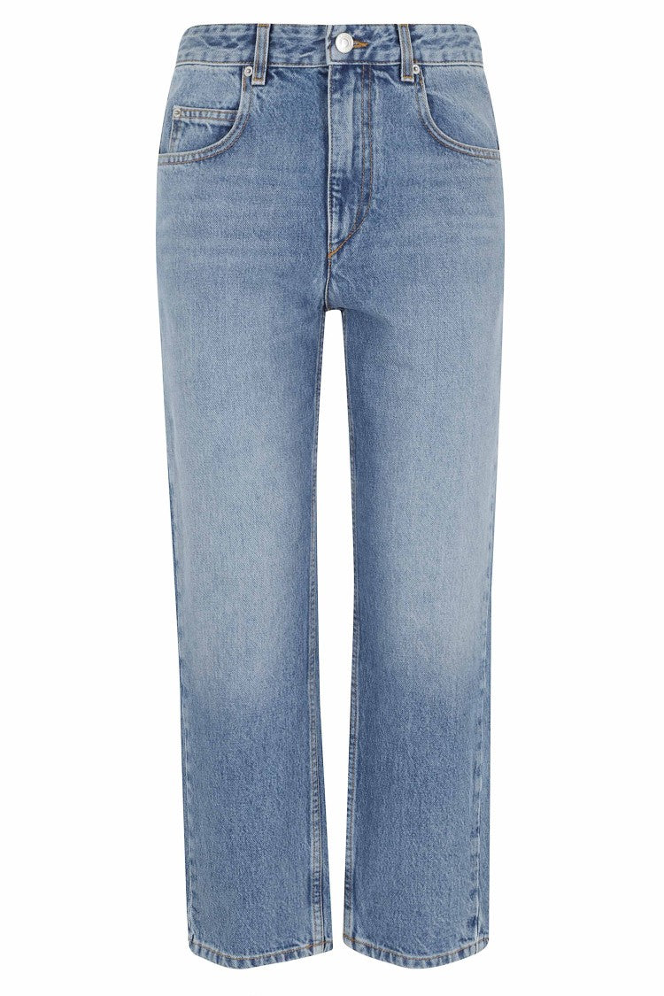 Isabel Marant Indigo Dakota Gz Five-Pocket Cigarette-Leg Cotton Jeans