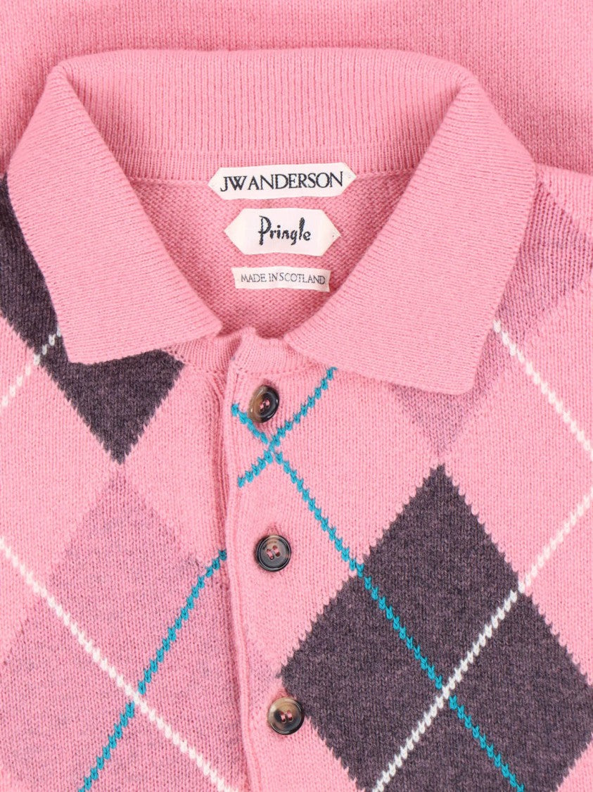J. W. Anderson Pink Geometric Knit Classic Collar Sweater