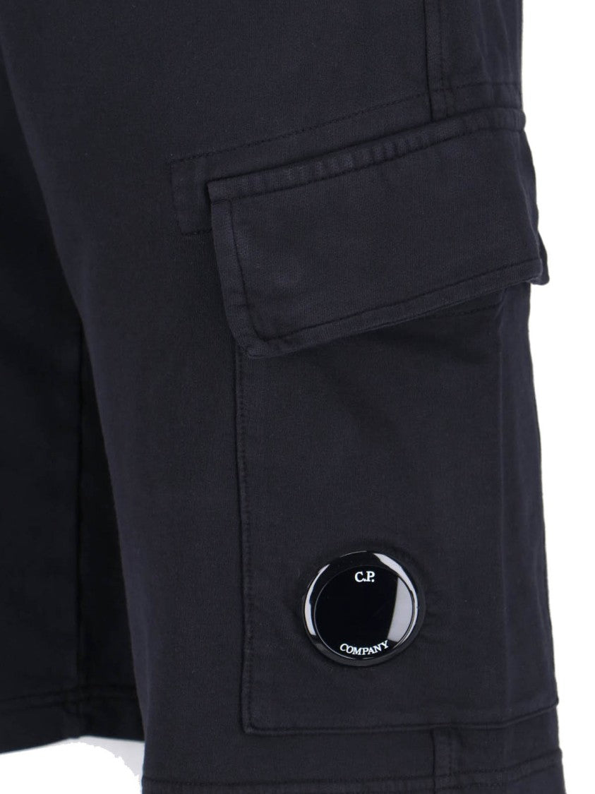 C.P. Company Straight Cut Black Shorts With Structured Waistband
