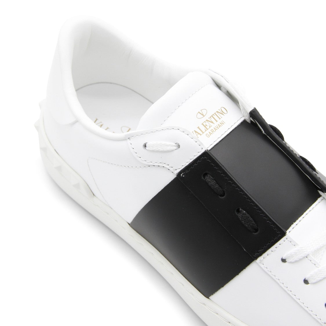 Valentino Garavani White And Black Leather Open Sneakers