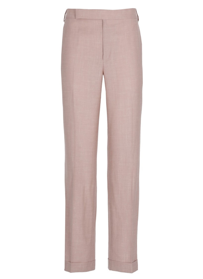 Lardini Pink Wool-Silk-Linen Blend Formal Pants