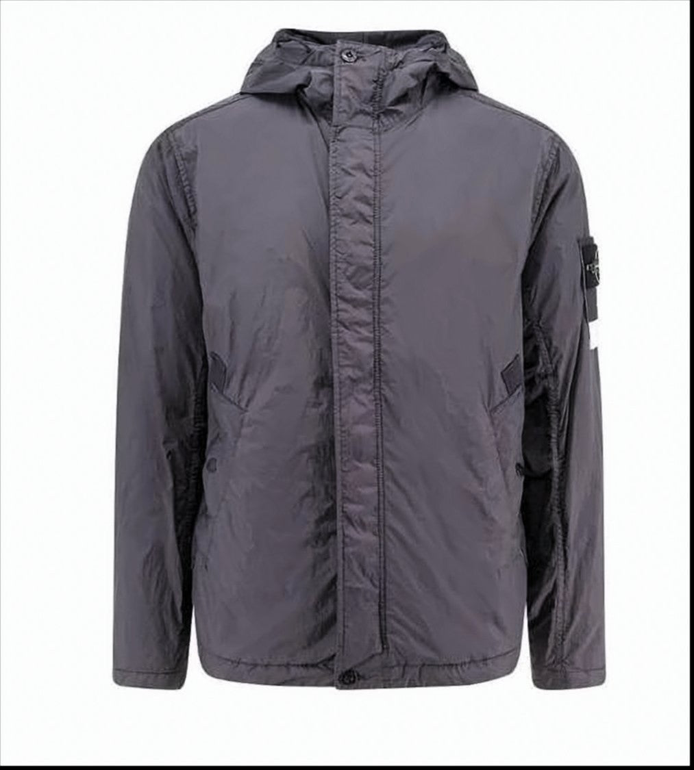 Stone Island Lightweight Grey Nylon Hooded Jacket